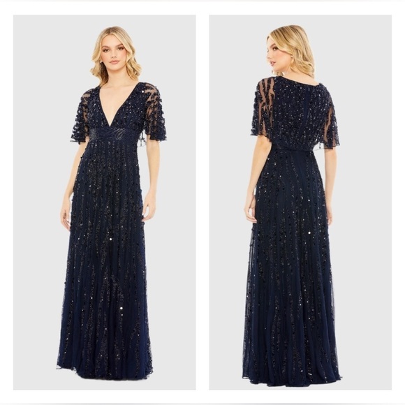 MAC DUGGAL 93784 NWT Embellished V-neck Column Gown - Picture 1 of 10